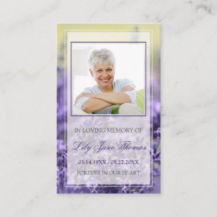 Lavender Funeral Prayer Cards   In Loving Memory
