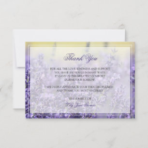 Lavender Funeral Thank You Card   Memorial Card