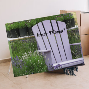 Lavender Garden Chair Moving Announcement Postcard