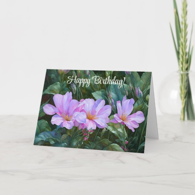 Lavender Garden Flowers Art Birthday Card (Front)