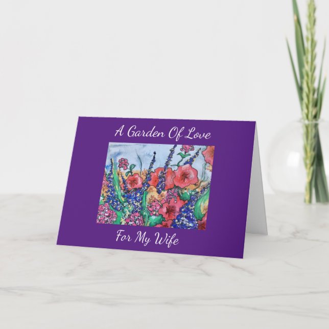 Lavender Garden Of Love Birthday For My Wife Card (Front)