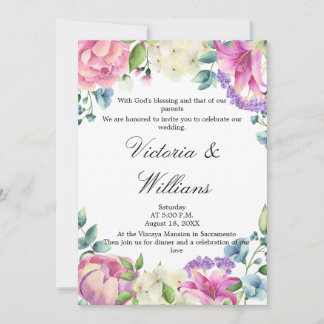 Lavender Garden Romantic Watercolor Floral Wedding Invitation