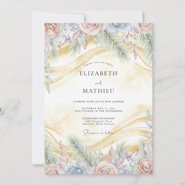 Lavender Gentle Floral Romance Wedding Invitation (Front)