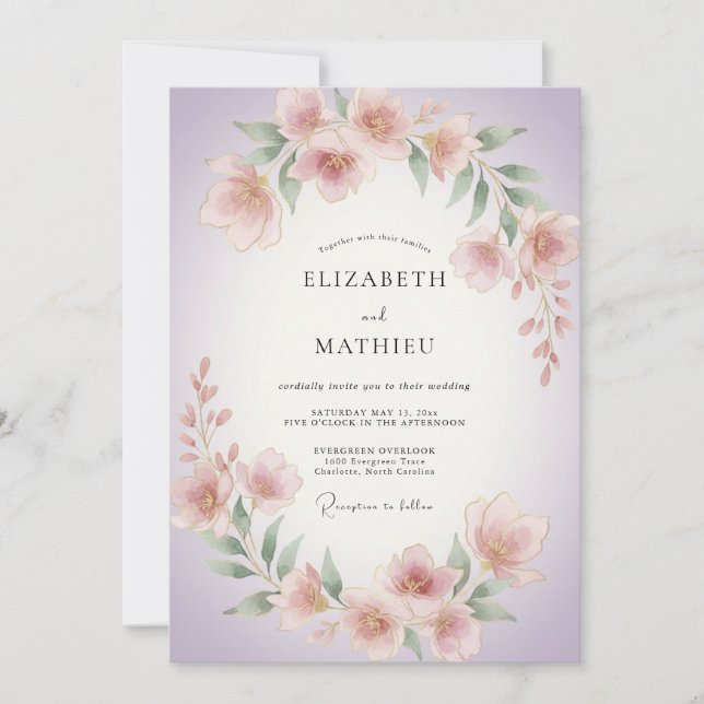 Lavender Gentle Floral Wedding Invitation (Front)