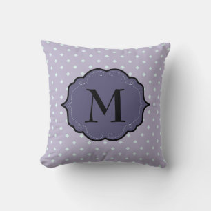 Lavender Geometric Dots Purple Monogram Banner Cushion