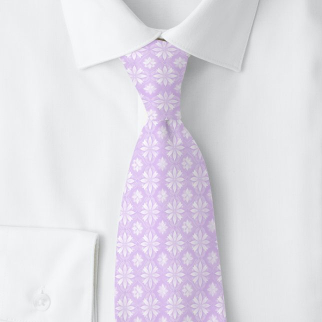 Lavender Geometric Floral Tie (Creator Uploaded)