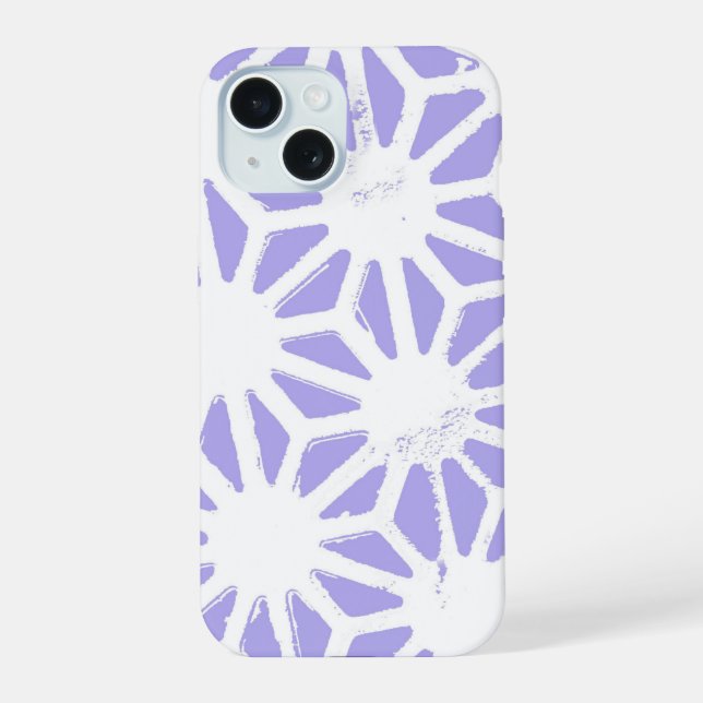 Lavender geometric pattern iPhone 15 case (Back)