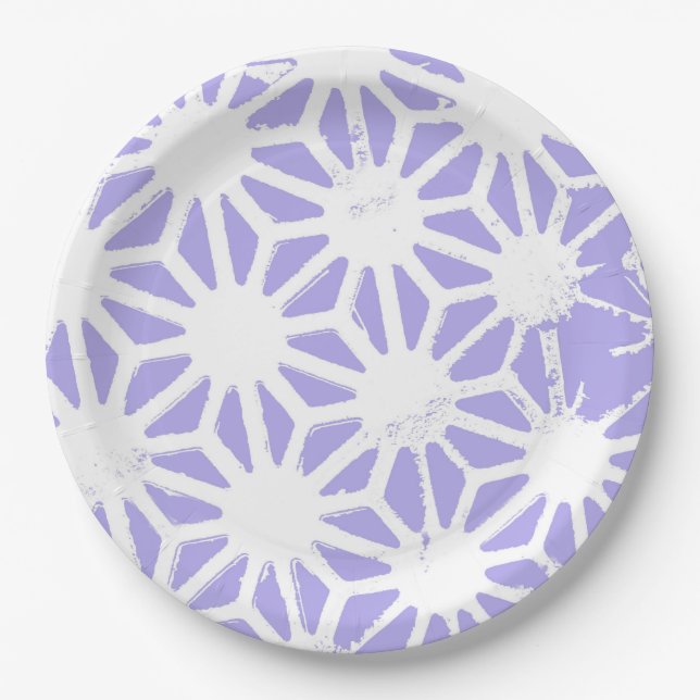 Lavender geometric pattern paper plate (Front)