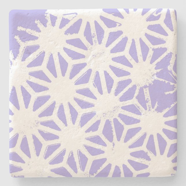 Lavender geometric pattern stone coaster (Front)