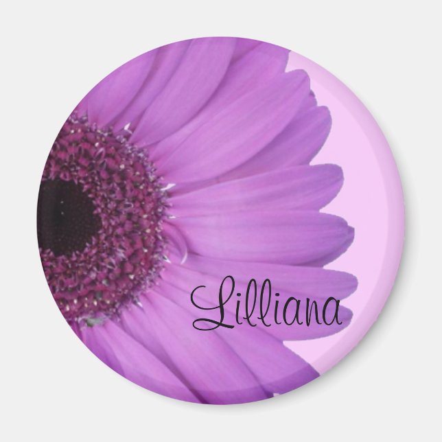 Lavender Gerbera Daisy Round Magnet (Front)