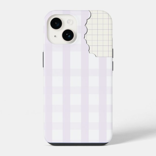 Lavender Gingham Aesthetic Phone Case Iphone 16 (Back)