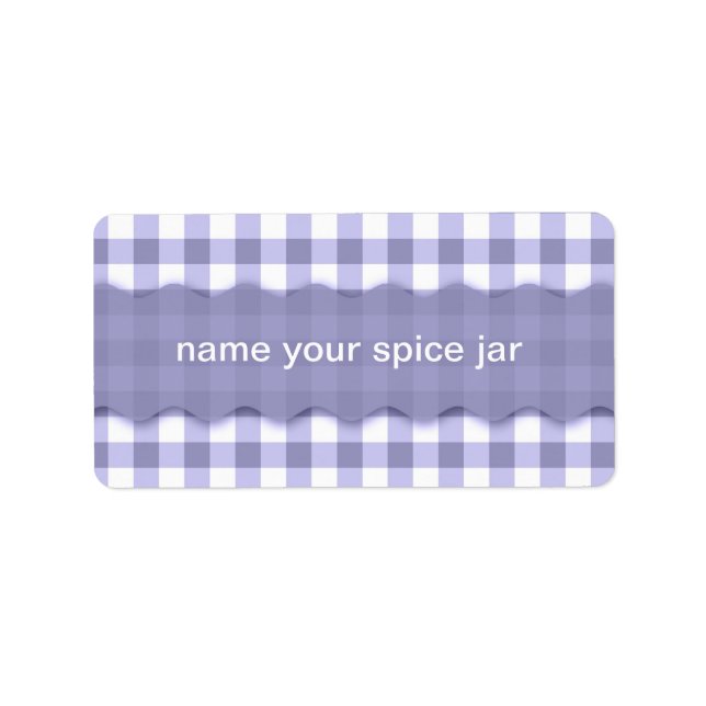 Lavender Gingham Chequered Design Kitchen Label (Front)