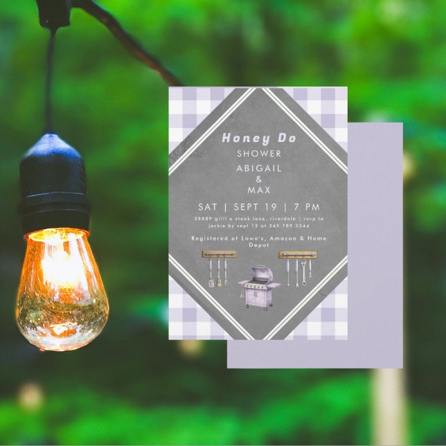 Lavender Gingham Honey Do Shower Invitation (Creator Uploaded)