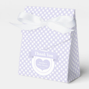 Lavender Gingham Pattern Baby Shower Thank You  Favour Box