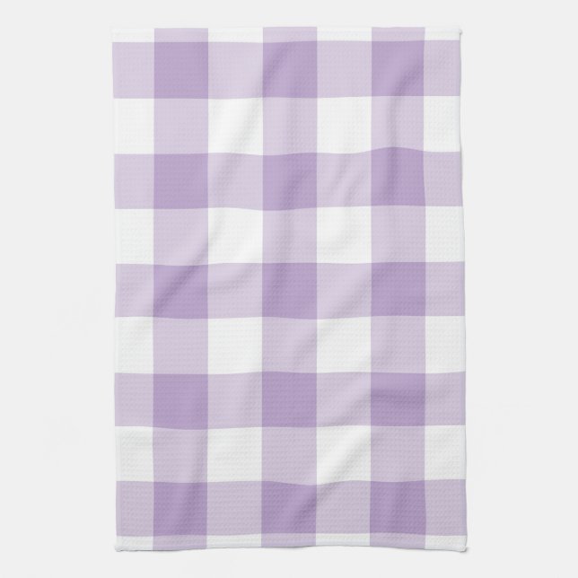 Lavender Gingham Pattern Tea Towel (Vertical)