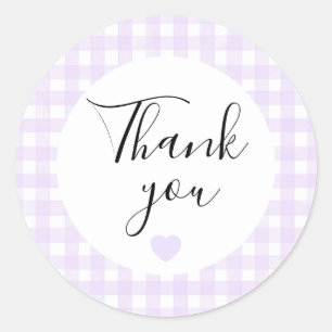 Lavender Gingham Thank You Favour Sticker