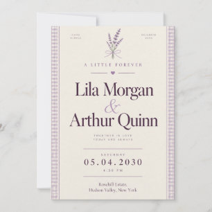 Lavender Gingham Wedding Invitation