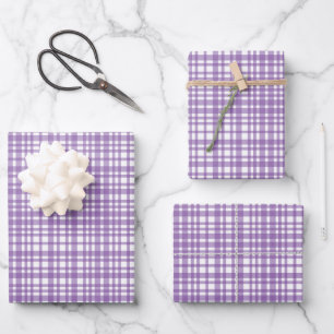 Lavender Gingham wrapping paper sheets