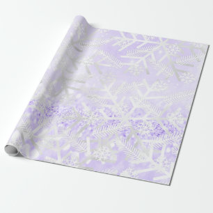 Lavender Glitter Christmas Holiday Snowflakes Wrapping Paper