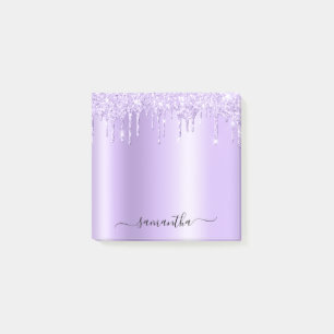 Lavender Glitter Drips Shimmer Post-it Notes