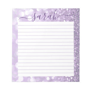 Lavender Glitter Lined Personalised Notepad