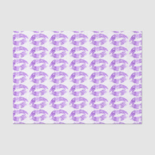 Lavender Glitter Lips Kiss Pattern Tissue Paper