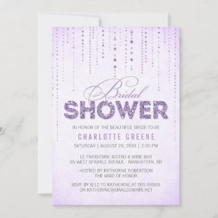 Lavender Glitter Look Bridal Shower Invitation