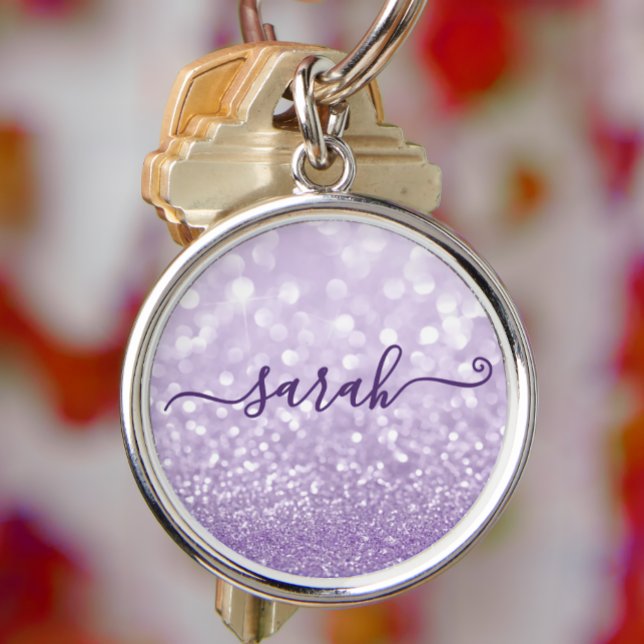 Lavender Glitter Personalised Key Ring (Creator Uploaded)