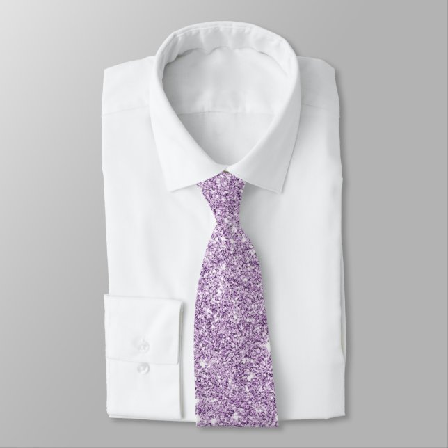 Lavender Glitter Sparkly Neck Tie (Tied)