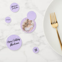Lavender Glitter Sweet 16 Photo Sparkle Confetti