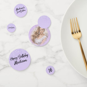 Lavender Glitter Sweet 16 Photo Sparkle Confetti