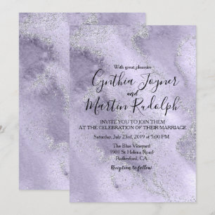 Lavender Glitter Watercolor Wedding Invitation