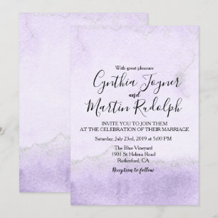 Lavender Glitter Watercolor Wedding Invitation