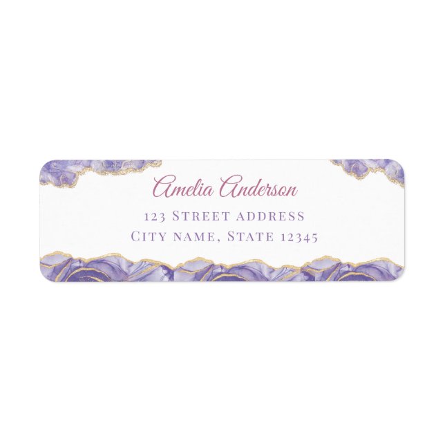 Lavender Gold Agate Return Address Labels (Front)
