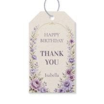 Lavender Gold Birthday Thank You Favour Tag