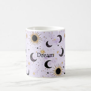 Lavender Gold Black Sun Moon Coffee Mug