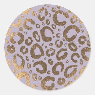 Lavender Gold Cream Glam Leopard Print Baby Shower Classic Round Sticker