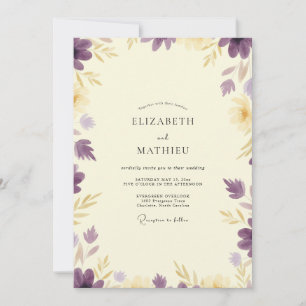 Lavender Gold Foliage Eucalyptus Wedding Invitation