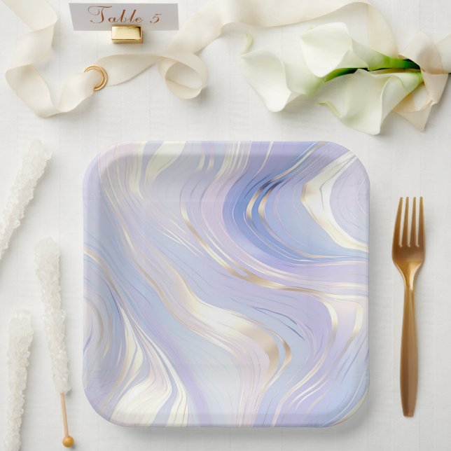 Lavender Gold Glam Wedding  Paper Plate (Wedding)