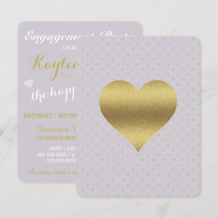 Lavender Gold Heart Polka Dot Bridal Shower Party Invitation