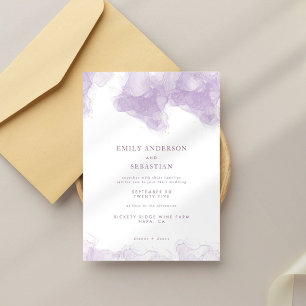 Lavender Gold Ink Elegant Wedding Invitation