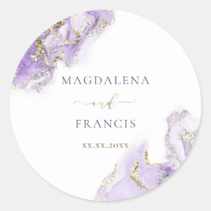 lavender gold ink wedding square sticker