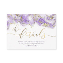 lavender gold ink Wedding Website Enclosure Card