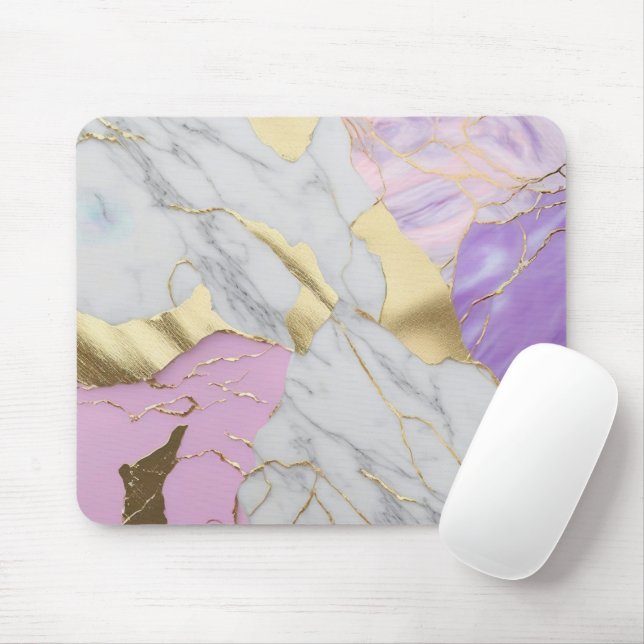 Lavender & Gold Marble Luxe Mouse Mat (With Mouse)