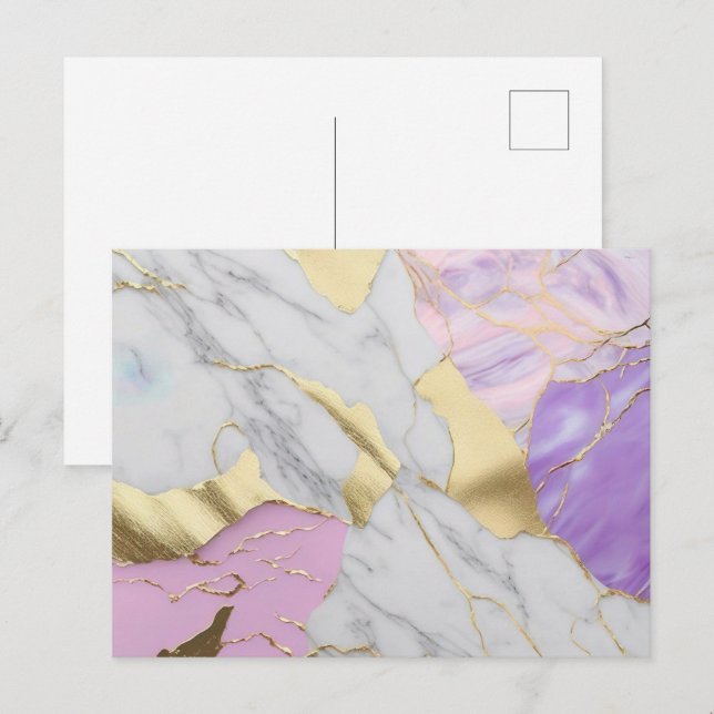 Lavender & Gold Marble Luxe Postcard (Front/Back)