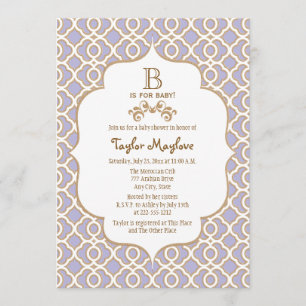 Lavender Gold Moroccan Baby Shower Invitations
