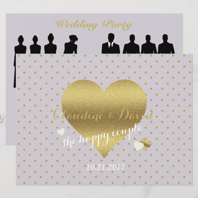 Lavender & Gold Polka Dot Wedding Ceremony Program Invitation (Front/Back)