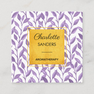 Lavender gold pretty floral square business card