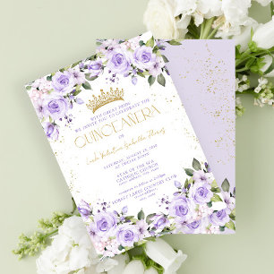Lavender Gold Quinceañera Mis Quince 15 Años Invitation