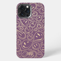 Lavender Gold Smile Smiling Face Pattern Modern